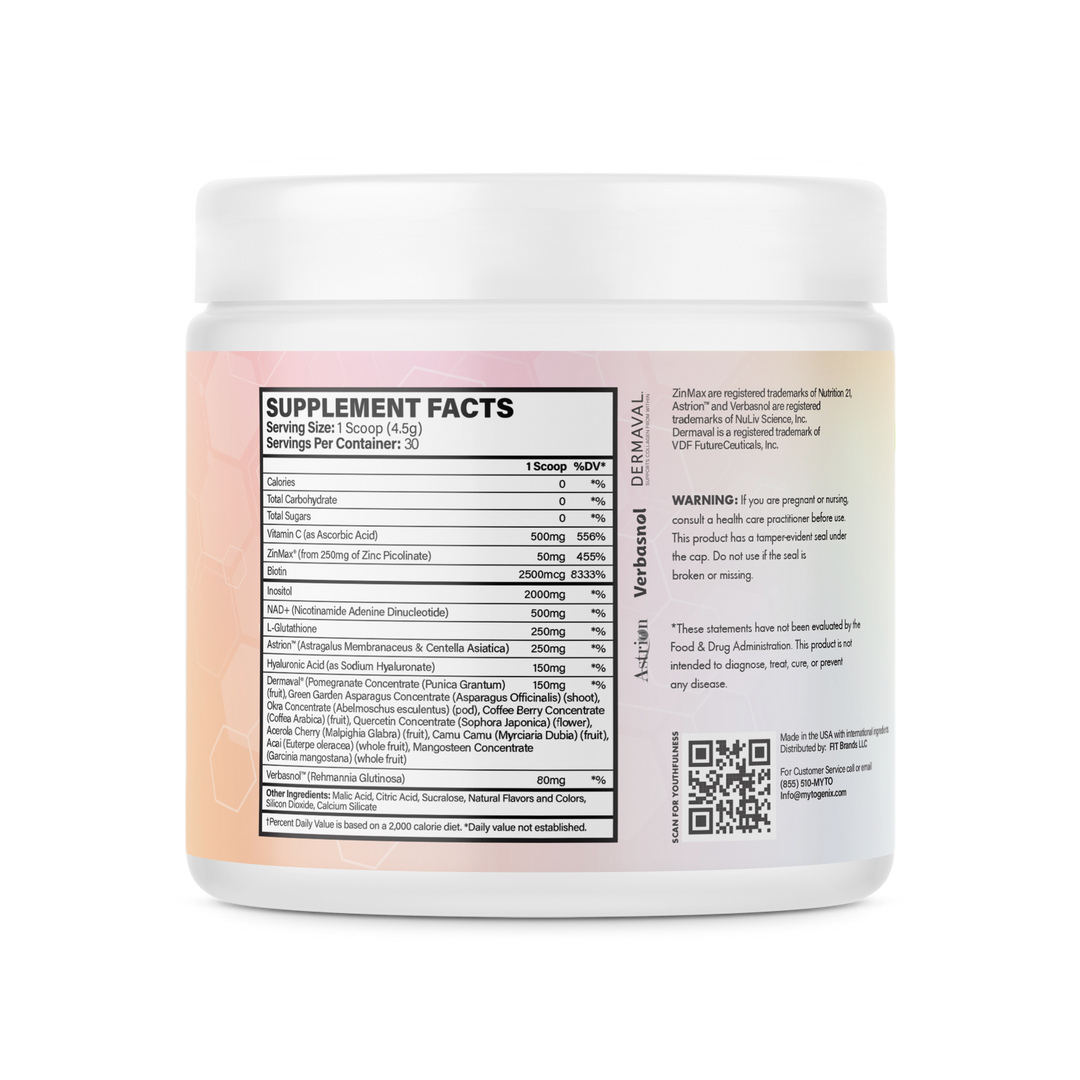 MYTOGENIX NAD+ :  Anti-Aging Drink Mix Powder - Peach Mango and Pina Colada